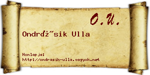 Ondrásik Ulla névjegykártya